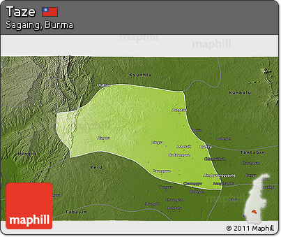 Physical 3D Map of Taze, darken