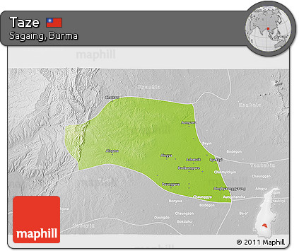 Physical 3D Map of Taze, lighten, desaturated