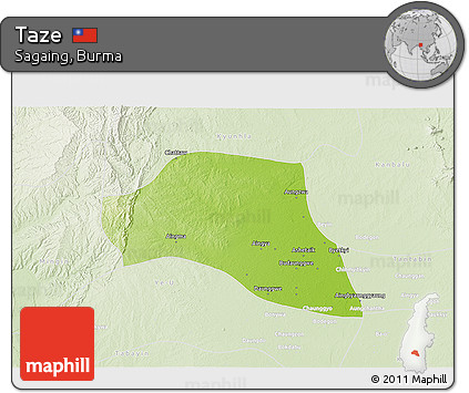 Physical 3D Map of Taze, lighten