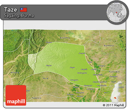Physical 3D Map of Taze, satellite outside
