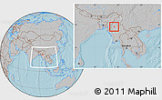 Gray Location Map of Taze, within the entire country, hill shading