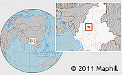 Gray Location Map of Taze, highlighted country, hill shading