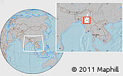 Gray Location Map of Taze, highlighted parent region, within the entire country, hill shading