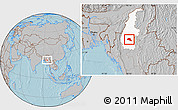 Gray Location Map of Taze, highlighted parent region, hill shading