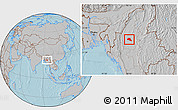 Gray Location Map of Taze, hill shading