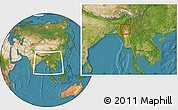 Satellite Location Map of Taze, within the entire country