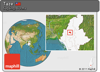 Satellite Location Map of Taze, highlighted country