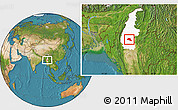 Satellite Location Map of Taze, highlighted parent region