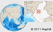 Shaded Relief Location Map of Taze, highlighted country