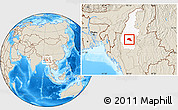 Shaded Relief Location Map of Taze, highlighted parent region