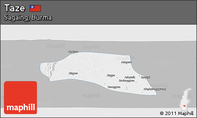 Gray Panoramic Map of Taze, single color outside