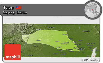 Physical Panoramic Map of Taze, darken