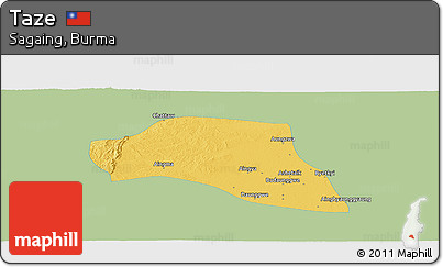 Savanna Style Panoramic Map of Taze, single color outside