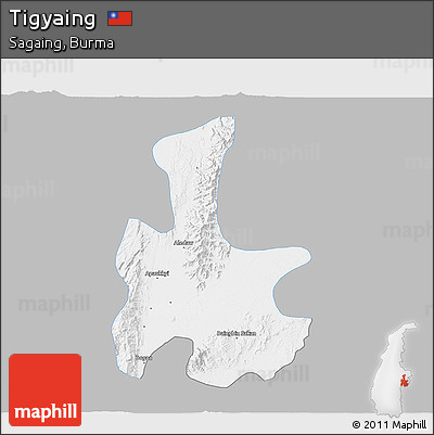 Gray 3D Map of Tigyaing, single color outside