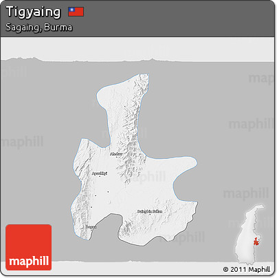 Gray 3D Map of Tigyaing, single color outside