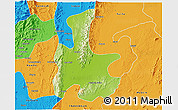Physical 3D Map of Tigyaing, political outside