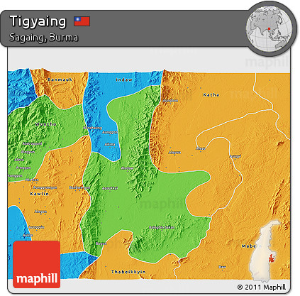 Political 3D Map of Tigyaing