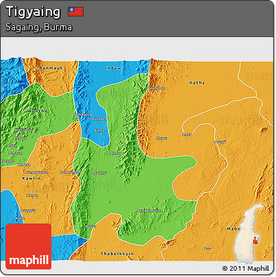 Political 3D Map of Tigyaing