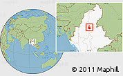 Savanna Style Location Map of Tigyaing, highlighted country