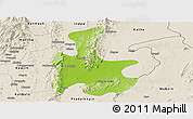 Physical Panoramic Map of Tigyaing, shaded relief outside
