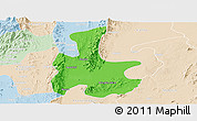 Political Panoramic Map of Tigyaing, lighten