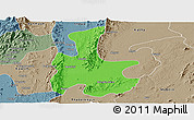 Political Panoramic Map of Tigyaing, semi-desaturated