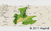 Satellite Panoramic Map of Tigyaing, shaded relief outside