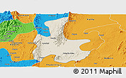 Shaded Relief Panoramic Map of Tigyaing, political outside