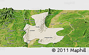 Shaded Relief Panoramic Map of Tigyaing, satellite outside