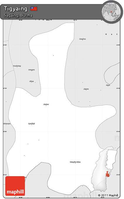 Silver Style Simple Map of Tigyaing