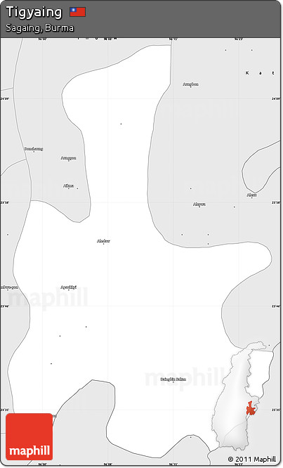 Silver Style Simple Map of Tigyaing