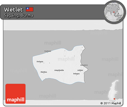 Gray 3D Map of Wetlet, single color outside