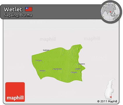Physical 3D Map of Wetlet, cropped outside