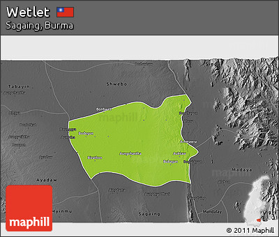 Physical 3D Map of Wetlet, darken, desaturated