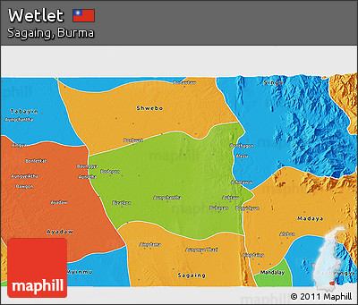 Physical 3D Map of Wetlet, political outside