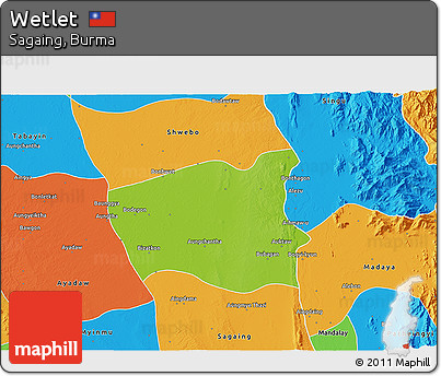 Physical 3D Map of Wetlet, political outside