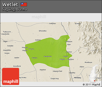 Physical 3D Map of Wetlet, shaded relief outside