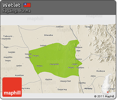 Physical 3D Map of Wetlet, shaded relief outside