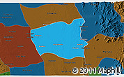 Political 3D Map of Wetlet, darken
