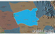 Political 3D Map of Wetlet, darken, semi-desaturated