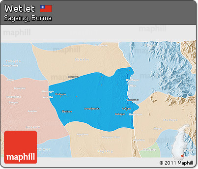 Political 3D Map of Wetlet, lighten