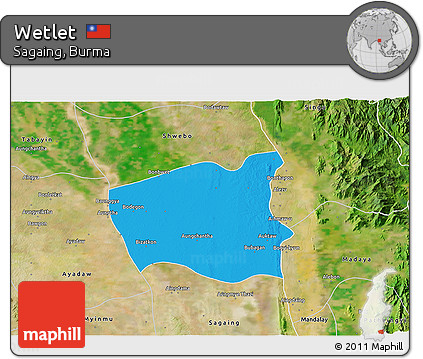 Political 3D Map of Wetlet, satellite outside