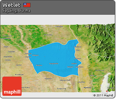 Political 3D Map of Wetlet, satellite outside