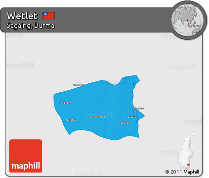 Political 3D Map of Wetlet, single color outside