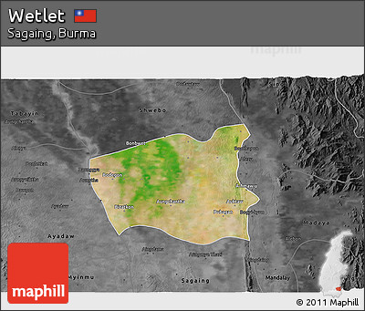 Satellite 3D Map of Wetlet, darken, desaturated