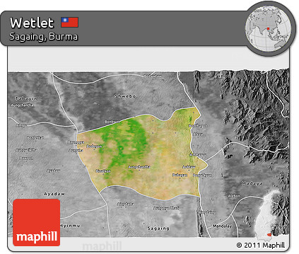 Satellite 3D Map of Wetlet, desaturated