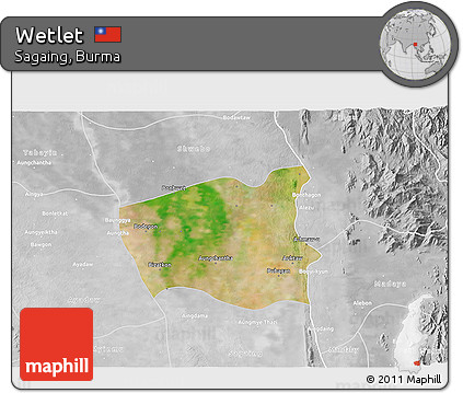 Satellite 3D Map of Wetlet, lighten, desaturated