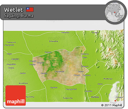 Satellite 3D Map of Wetlet, physical outside