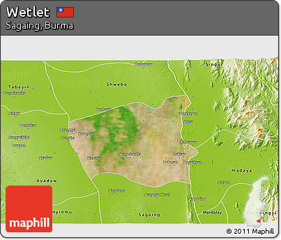 Satellite 3D Map of Wetlet, physical outside