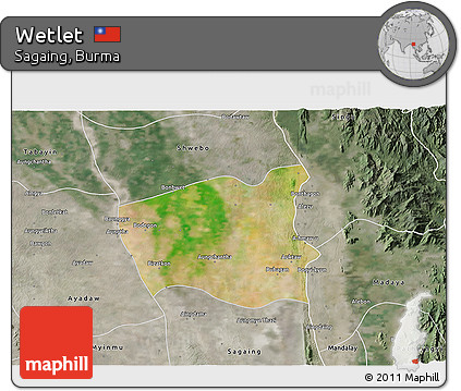 Satellite 3D Map of Wetlet, semi-desaturated